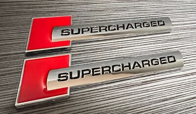 #ad #ad 2x for Audi SuperCharged Badge Emblem 3D Side Fender Chrome and Red Emblem $19.95