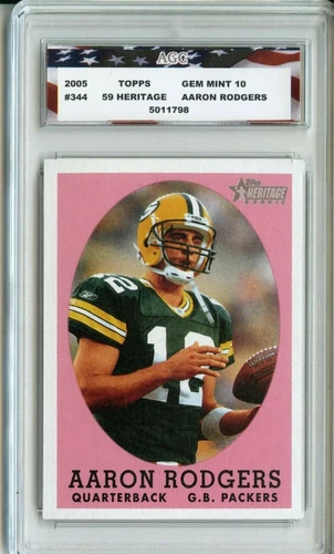 2005 Topps Heritage #344 Aaron Rodgers Rookie AGC 10 Gem Mint Green Bay Packers