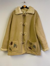 Tulchan Vintage Women's Beige Faux Fur Coat Jacket Size L