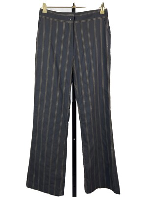 EP Pro Golf Pants Womens Black Tan Pin Stripe Straight Leg High Rise  Stretch
