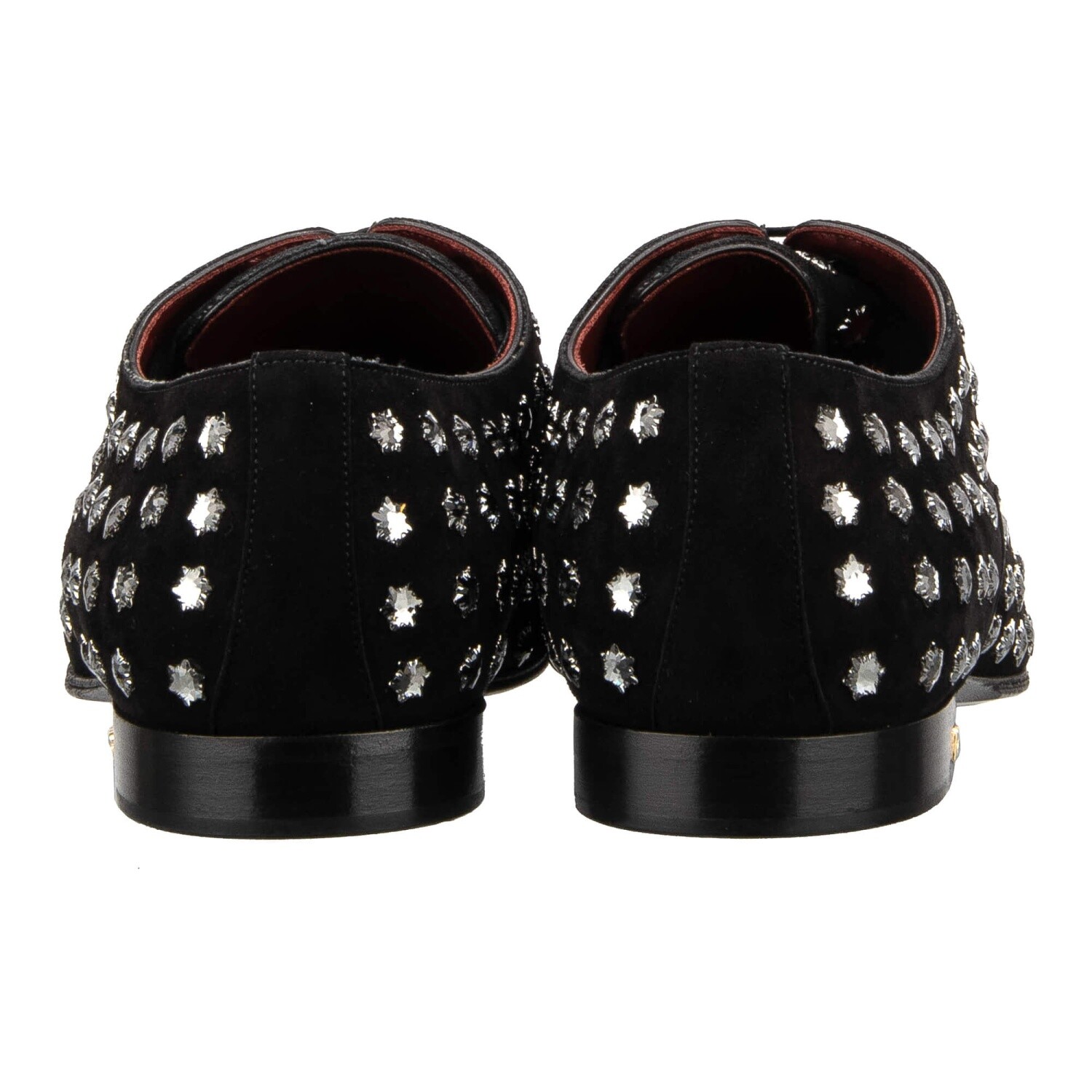 DOLCE & GABBANA DG Crystal Star Suede Leather Lace Derby Shoes POSITANO Black image 9