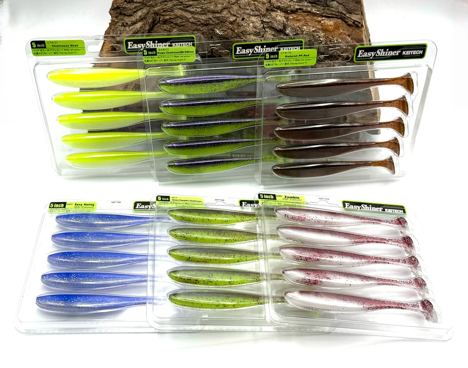 Keitech 5" Easy Shiner 12,5cm 11g Barsch Alarm Edition 5 Stück UV Aktiv Köder BA