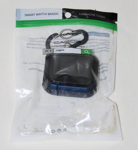 New Navy Blue & Black Hard Plastic AirPods Protective Case with Carabiner Clip