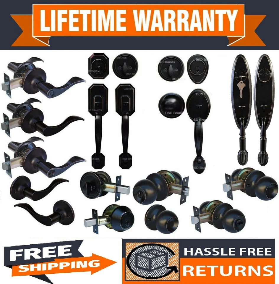 Constructor Handleset Knob Dummy Deadbolt Door Lockset Oil Rubbed Bronze