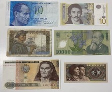 Lotto banconote mondiali-World-stati e annate varie-circolate/FDS da collezione