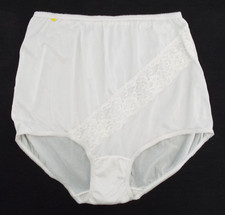 Vintage 1970s White Lace Sheer Nylon Granny Panties Size 9 Mushroom Gusset Silky