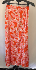 Sincerely Jules Orange Floral Midi Skirt satin Flowy Summer large