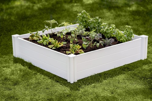 Vita Classic 4'X4'x11 Vinyl Raised Garden Bed White Modular