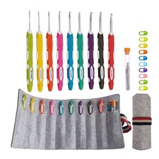 Ergonomic Crochet Hooks with Roll Felt Bag, Crochet Hooks Set for Arthritic H...