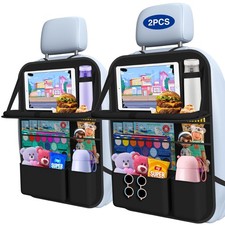Car Backseat Organizer with Table Tray 2-Pack 9 Storage Pockets Backseat Car...