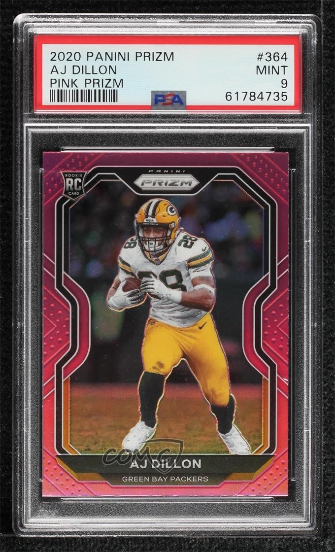 2020 Panini Prizm Rookie Pink Prizm AJ Dillon #364 PSA 9 MINT Rookie RC