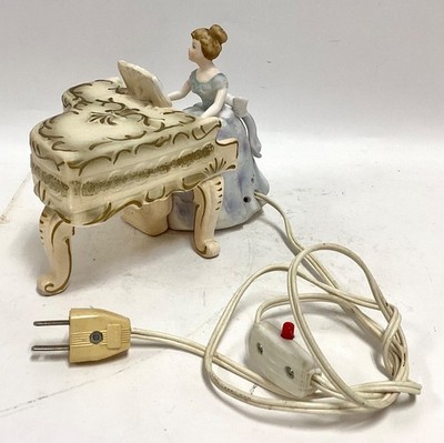 Vintage Lenwile Ardalt Porcelain Woman Playing Piano Night Light WORKS