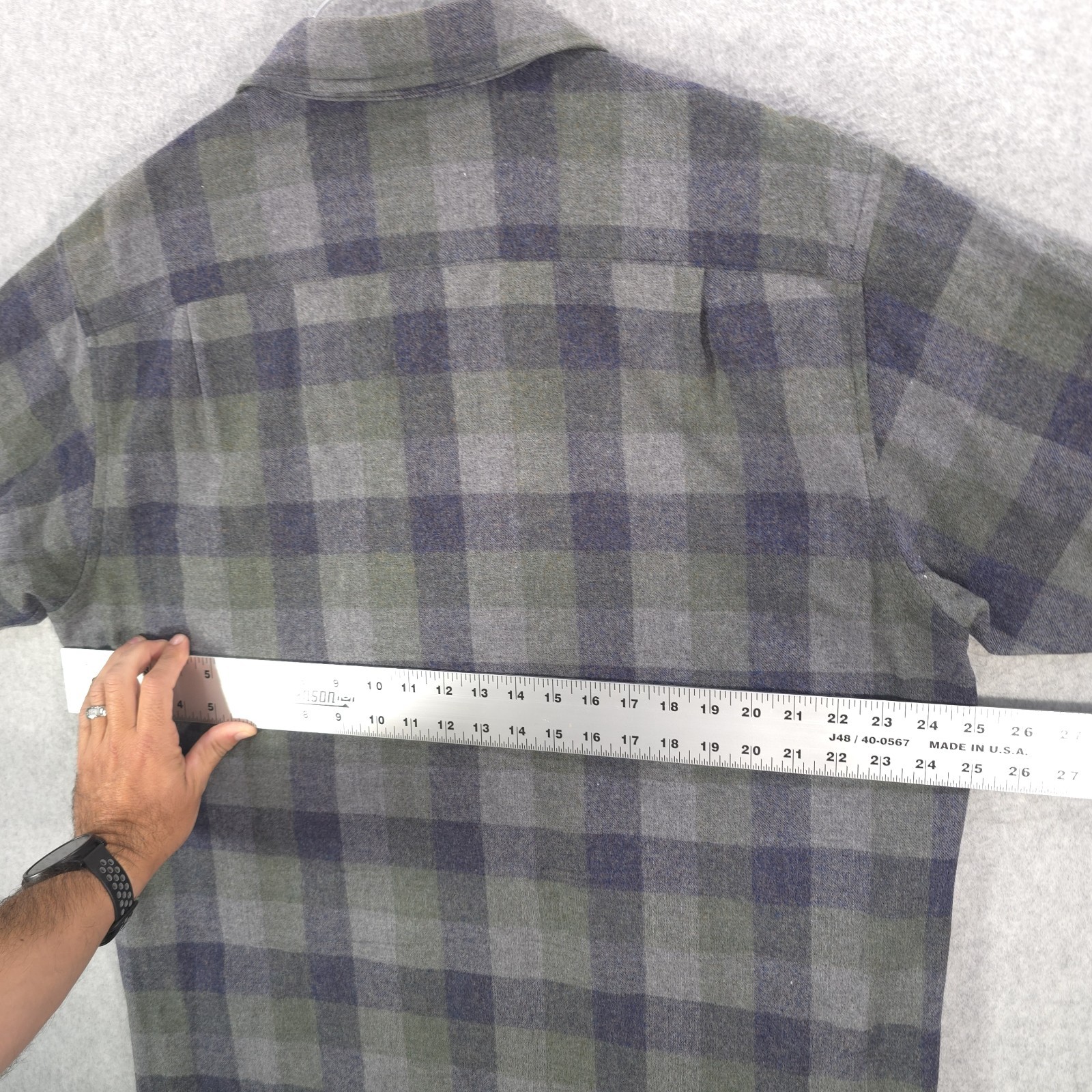 Pendleton Virgin Wool Gray Flannel Plaid Outdoors… - image 15