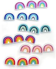 18PCS Rainbow Silicone Beads, Colorful Rainbow Silicone Focal Beads, Spacer Bead
