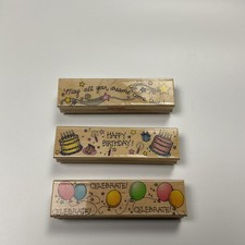 Hero Arts Happy Birthday Set of 3 Wood Mounted Rubber Stamp