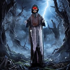 170cm Animated Grim Reaper Halloween Animatronic - Moving Hands & Arms Lifesize