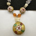 Vintage Chinese Cloisonne Enamel Quartz Carnelian Beaded Pendant Necklace — photo 5
