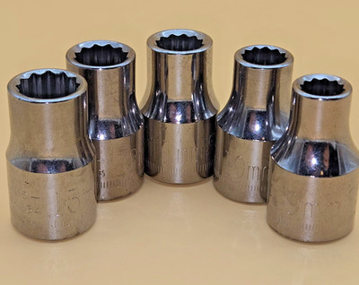 5 PC Craftsman Metric Socket (9, 10, 11, 12, 13mm) 1/2'' Dr. 12 Pt -G2- USA Nice!