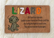 Wood Puzzle Lizard Puzzle Poetry Child's Puzzle Gift