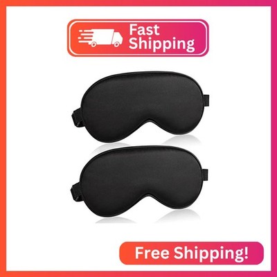 Sleep Mask for Women and Men 2 Pcs Eye Mask for Sleeping Adjustable Strap Blacko
