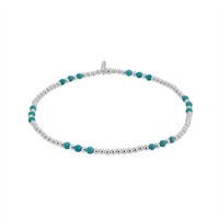 Silverly .925 Sterling Silber Blau Kugel Perlen Perle Stretch-Armband