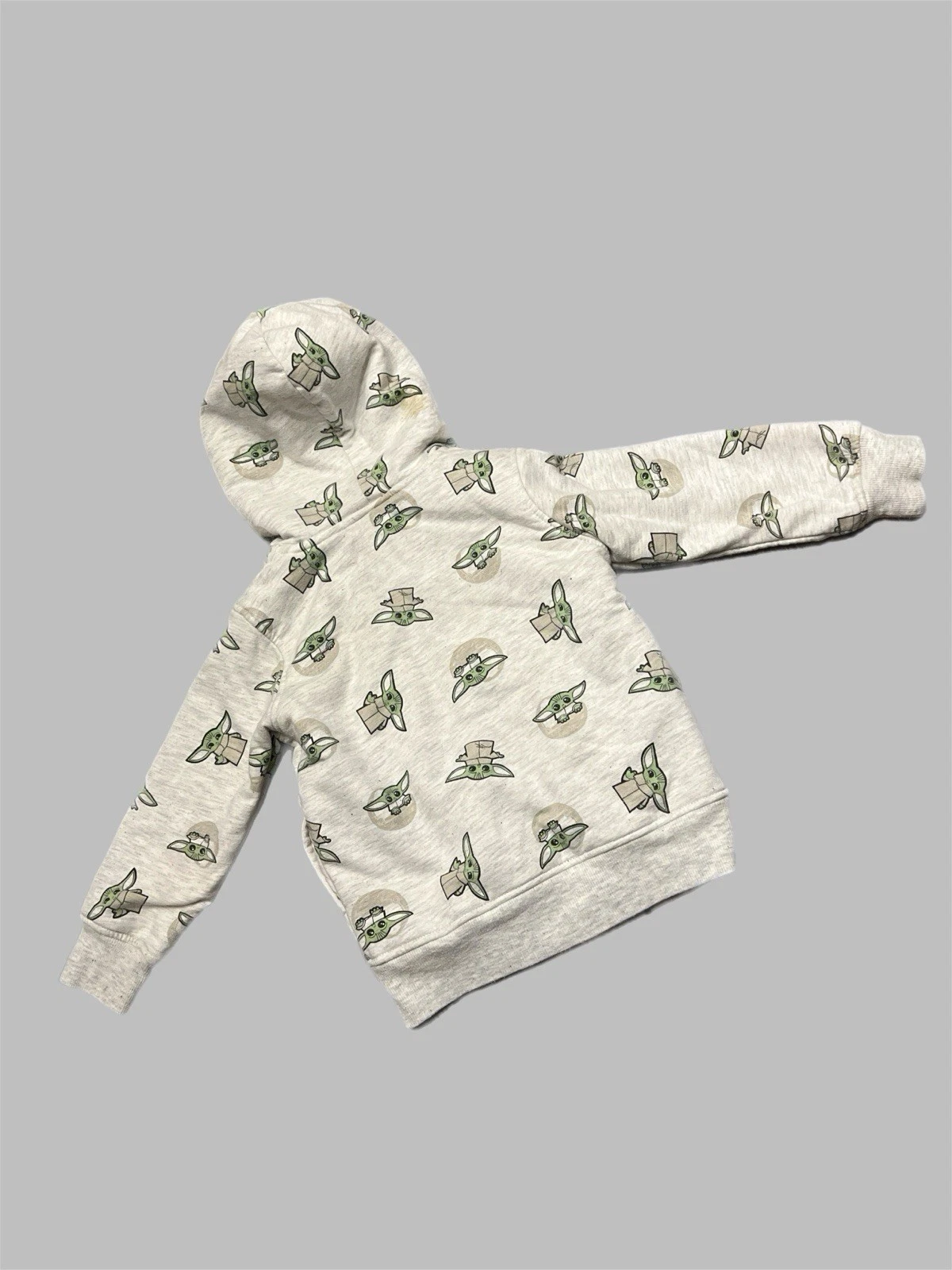 OFF WHITE Felpa con cappuccio Star Wars bambino 3T pelliccia sintetica manica lunga zip panna verde