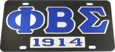 Phi Beta/&Beta; Sigma 1914 Mirror Insert Tag License Plate [Black - Car/Truck]