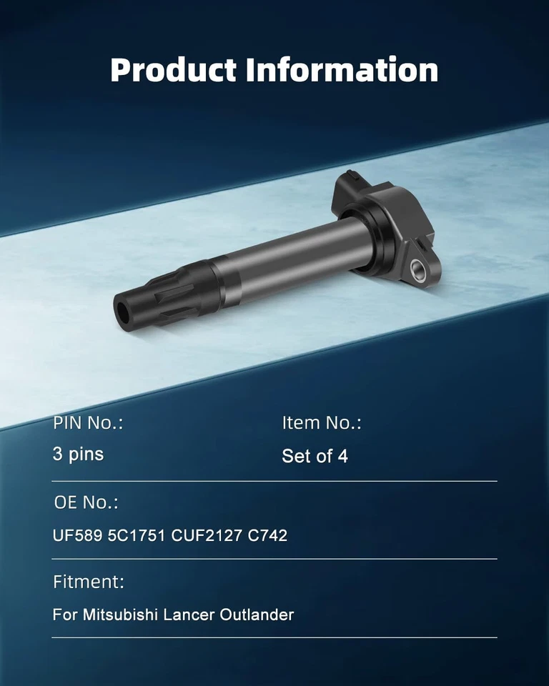 ECCPP ignition coil UF589 4 PCS,for Mitsubishi Outlander Sport 2.0L 2011...  Foto 3 de 4