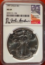 1997 MS69 Silver Eagle NGC Flag Label - John Boehner