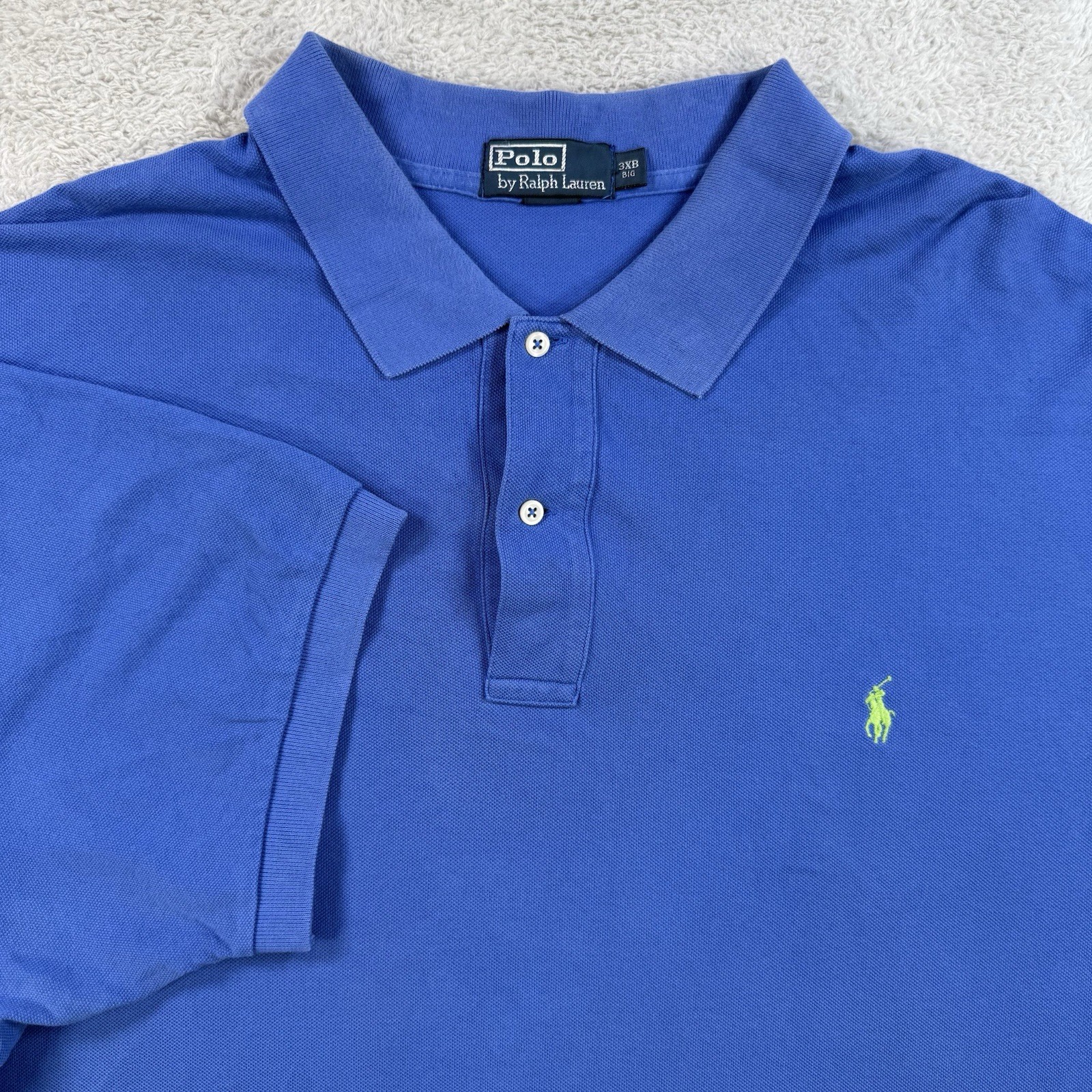 Polo Ralph Lauren camicia uomo 3XB blu manica corta pony colletto golf cotone top