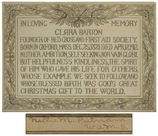 Barton CLARA / Broadside In Loving Memory of Clara Barton Founder of the Red