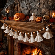 3 Pack Halloween Ghost Banner Decor Vintage 4.92 feet, Black White Orange