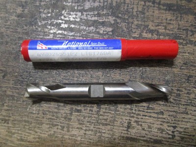 NOS National 1/2'' 2 Flute HSS Double End Mill 7/8'' LOC 4-1/8'' OAL USA