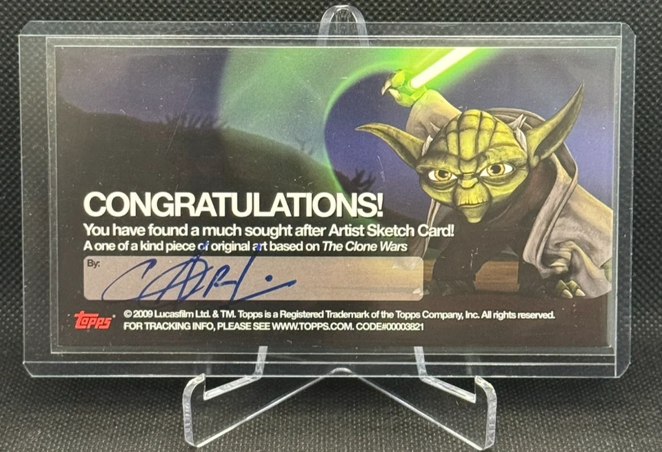 2009 Topps Star Wars Clone Wars Widevision Artist Sketch Card Carlo Soriano 1/1 - Image 2 of 2