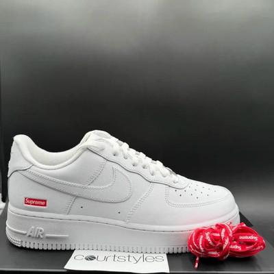 Size 8.5 - Nike Air Force 1 x Supreme Low Box Logo - White for