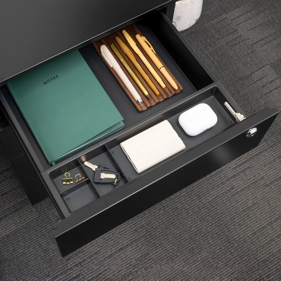 Desky GO Slimline Mobile Pedestal Steel 3 Drawer Filing Cabinet Lockable 19 kg - image 2 of 4