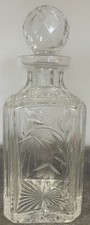 Stuart Crystal "CASCADE" Fuchsia Square Whiskey Decanter - 10.5” Tall