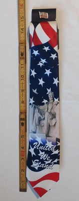 Steven Harris Mens Necktie American Flag Abe Lincoln New With Flag Lapel - Image 1 of 4