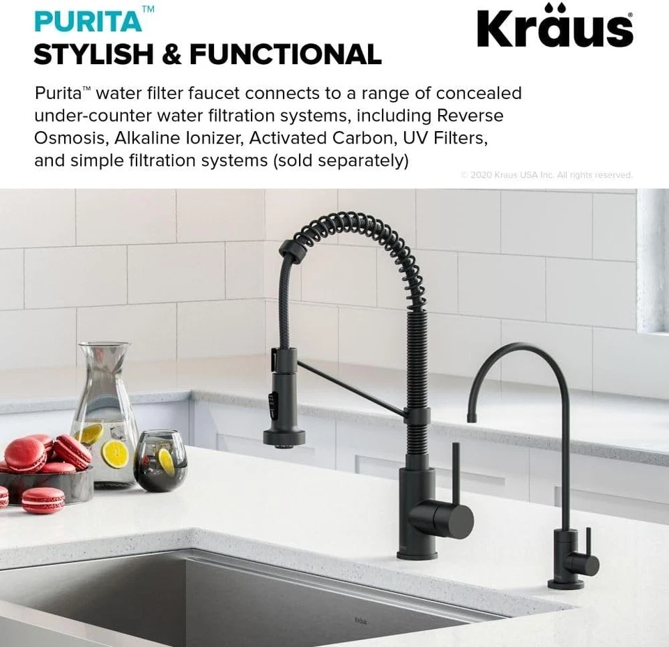 Elegant Purita Lead-Free Faucet in Matte Black - 360-Degree Rotation Design - Image 4 of 4
