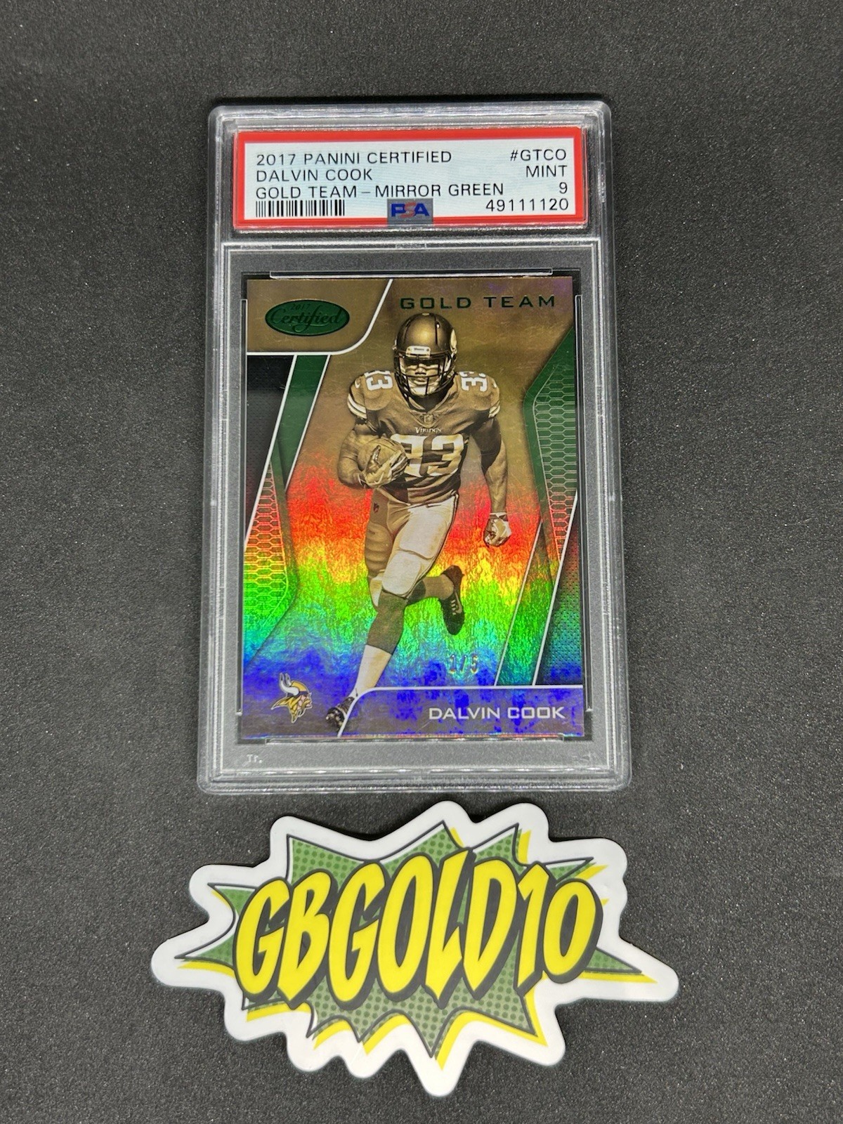 Dalvin Cook Panini Certified Gold Team #GTCO Green Mirror