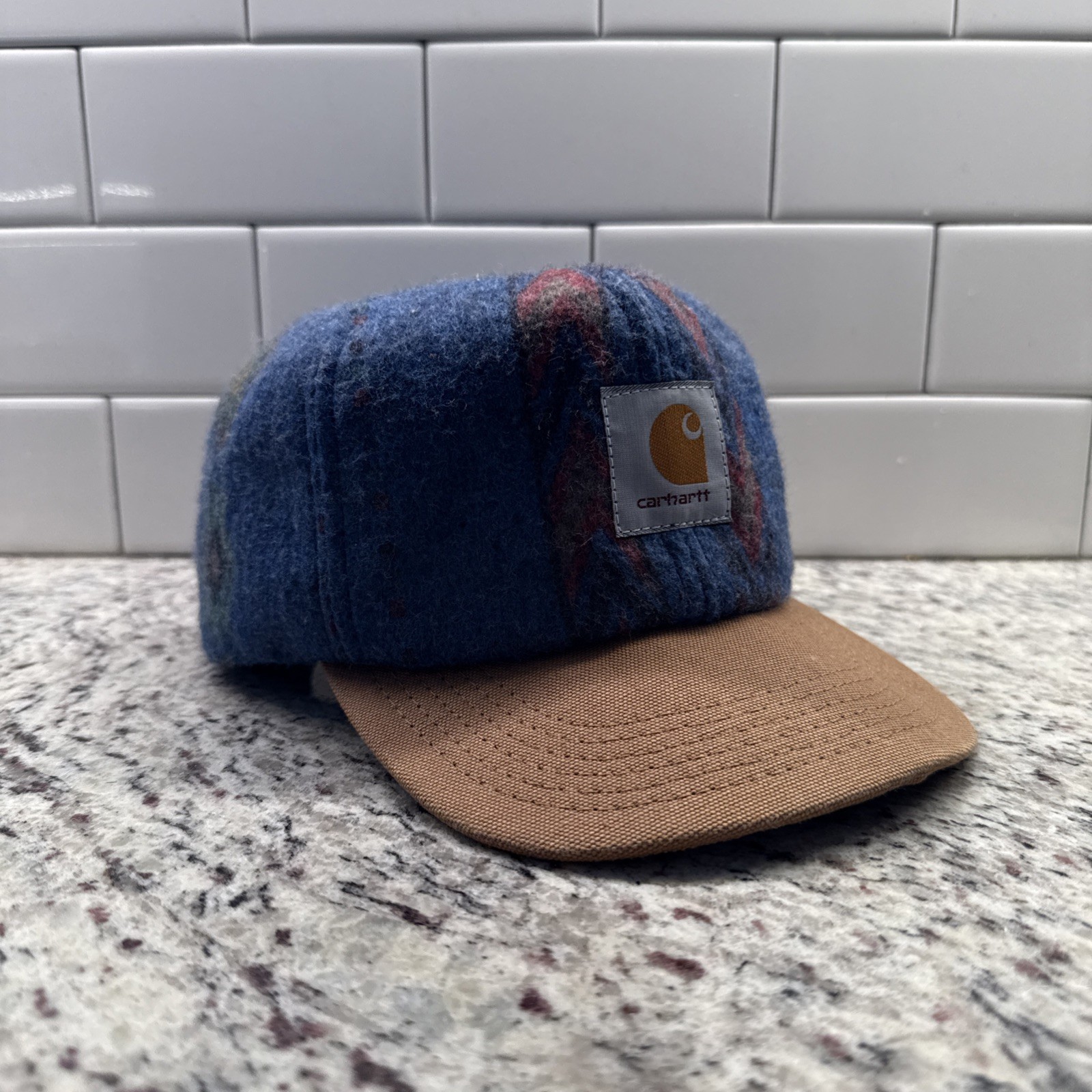 Vintage Carhartt Southwestern Aztec Blanket SnapBack Hat Cap MADE IN USA 90s