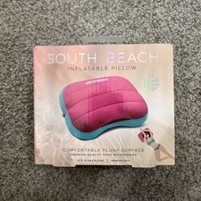 South Beach Inflatable Pillow 11x14 Premium Vinyl With Plush Cover Pink New