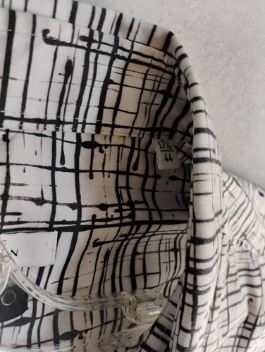 Gianni Versace Mens Shirt 17.5 44 White Black Slim Fit Long Sleeve Button Up - Picture 5 of 11