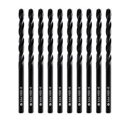 10-Pack 9/64'' HSS M35 Cobalt Twist Drill Bits for Hard Metals Stainless Steel