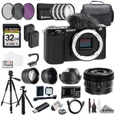 Sony ZV-E10 Black Body Sony FE 24mm f/2.8 G Lens 32GB 9 PC Filtr-MEGA Kit
