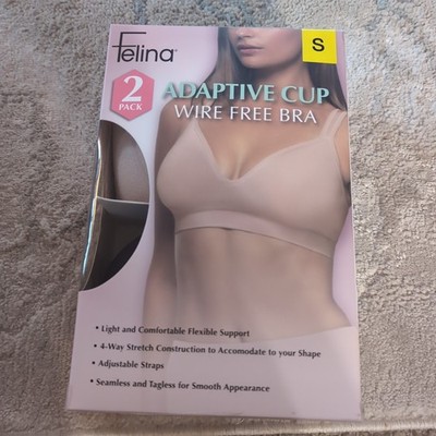 Felina Adaptive Cup Wire-Free Bra 2-Pack Small Seamless 