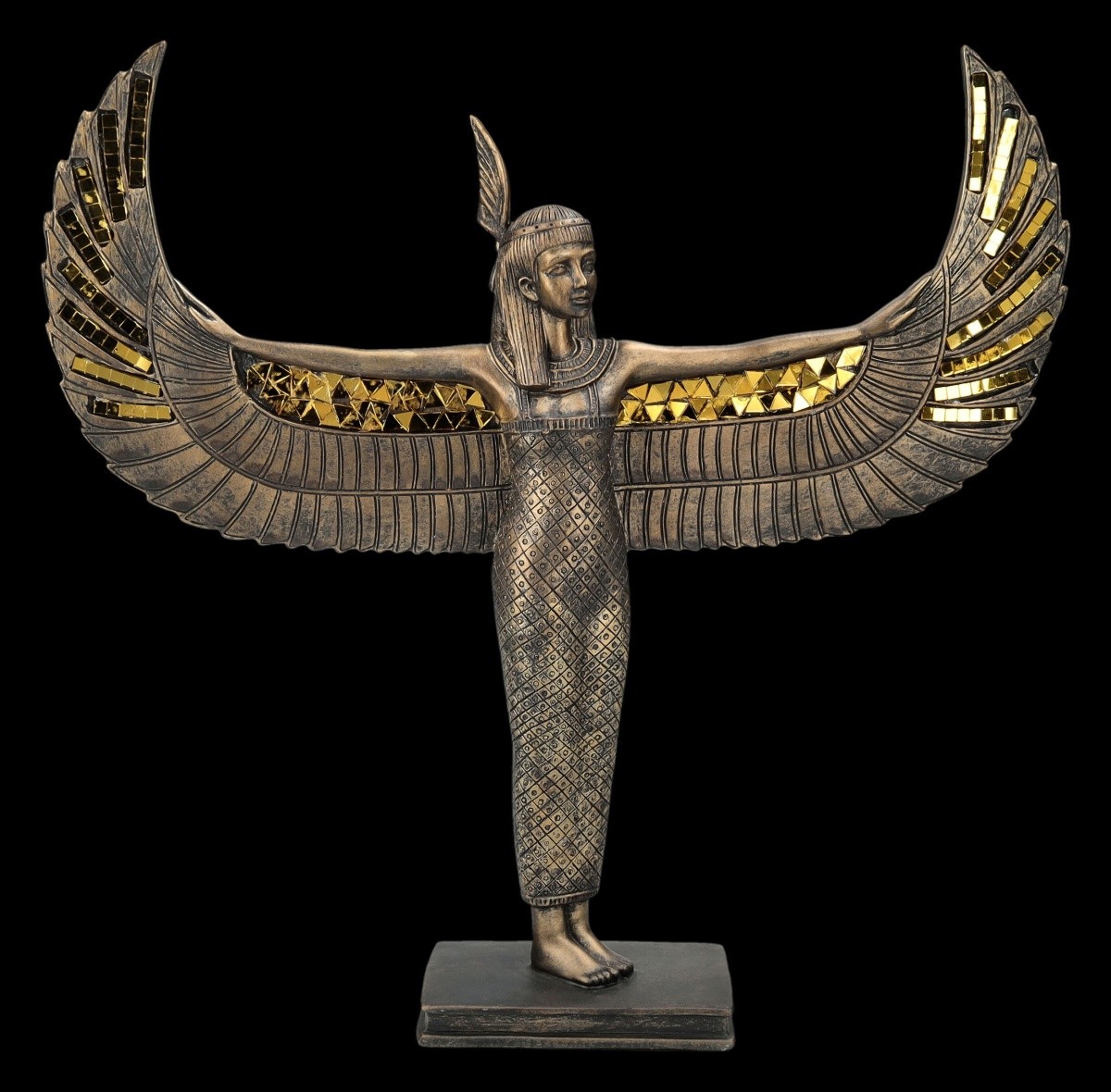 Maat Figur With Wings, Egyptian Mythology Décor Statue, Polyresin