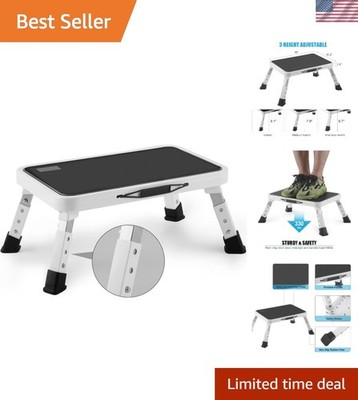 Folding Height-Adjustable Step Stool with Non-Slip Platform - 330 Lbs Capacity