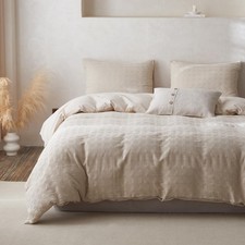 100 Cotton Duvet Cover Set Waffle Weave 3PCS 1 Comforter Cover, 2 Pillow Sh...