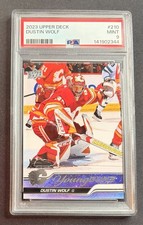 23-24 UPPER DECK YOUNG GUNS ROOKIE DUSTIN WOLF RC #210 PSA 9 MINT
